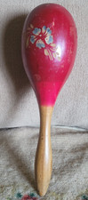 Vintage Hand Painted Wood Maraca Shakers Mexico Percussion Instrument