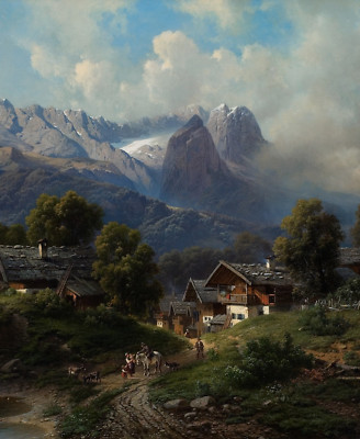 Carl Millner Partenkirchen Bavaria Sunrise Giclee Canvas Print 8x10 Decor