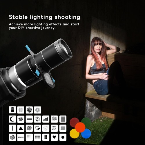 DF DIGITALFOTO Optical Snoot Bowens Mount 4 Color Filters, 25 Gobos, Filter Fram - Picture 8 of 10