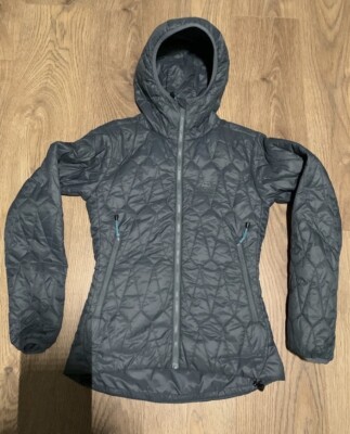 Mountain Equipment Rampart Damen-Daunenjacke Größe 8 UK grau