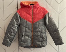 Pacific Trail Girls XL Extra Large Puffer Winter Coat Pink Grey Hooded EUC