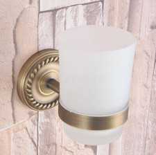 Antique Brass Wall Mounted Toothbrush Holder with Single Glass Cup Zba263