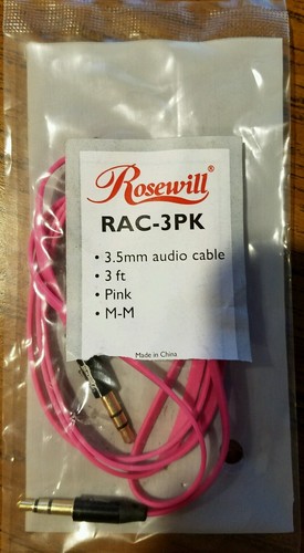 Brand *NEW Rosewill RAC-3PK - 3-Foot 3.5mm Flat Audio Cable, Pink - 第 3/4 張圖片