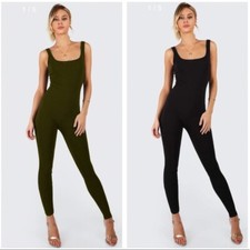 Solid Scoop Neck Jumpsuit.