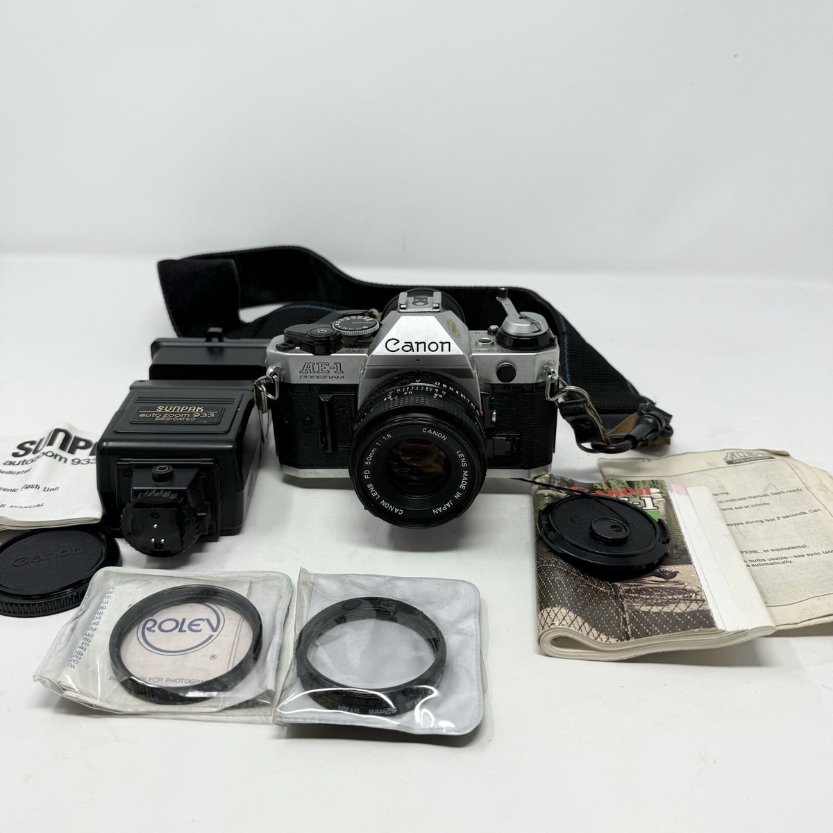 Canon AE-1 Program 35mm Manual SLR Film Camera 50mm 1:1.8 Lens