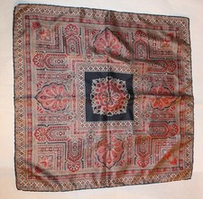 Estate Vtg Designer 100 Silk 18" Pocket Square Handkerchief Maroon Navy Gray