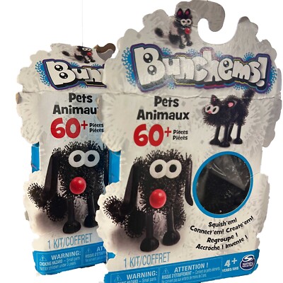 Lot of 2 Bunchems Pets Animaux 60 Plus Piece Tactile Kids Activity Craft Kits