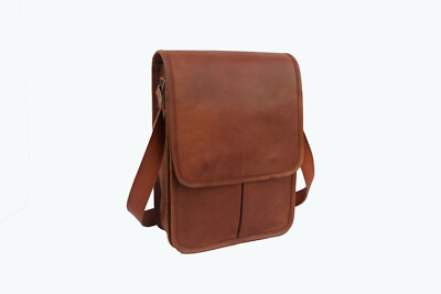 12 In Leather Messenger Crossbody Bag Laptop A4 Satchel Handbag School Sling Bag