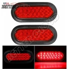 2x 6" Oval 24LED Truck Trailer Stop Turn Tail Brake Lights w/Grommet 24 LED Red