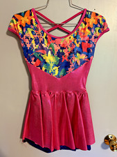 Adult Small Cheer Dance Costume: Pink Dress with Butterfly Pattern