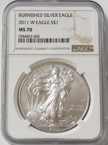 2011 W AMERICAN SILVER EAGLE BURNISHED $1 DOLLAR 1 OZ COIN NGC MS 70