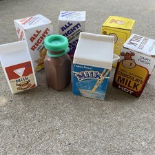 Vintage Fisher Price Fun With Food Chocolate Milk Bottle 1987 Carton Plus Extras
