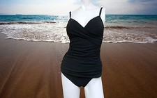 NWT GOTTEX PROFILE TANKINI black ADJUSTABLE straps SWIMSUIT Bathing SUIT sz - 8