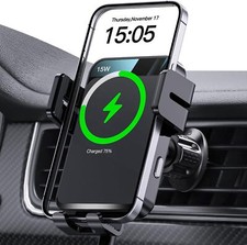 Wireless Car Charger Mount 15W Fast Charging Auto Clamping Phone Holder