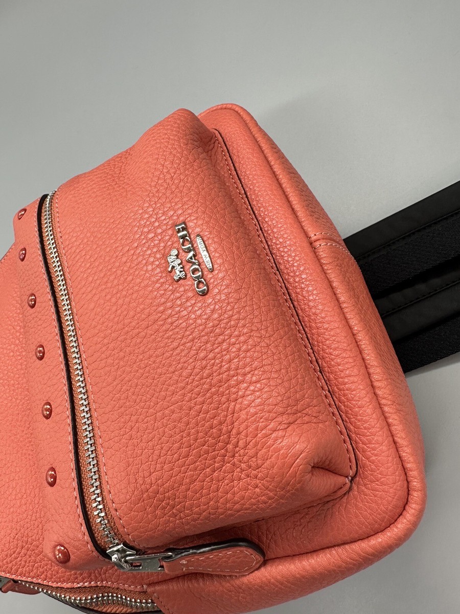 Coach Mini Charlie Pebble Leather Backpack Coral Pink F45070  display picture 3