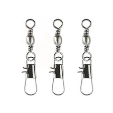 100PCS Fishing Barrel Swivel with Interlock Snap Fishing Swivel Size 14#-5/0