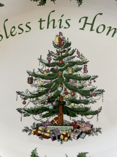 Spode Christmas Tree Bless this Home Oval 11" Tray - New In Box - Picture 7 of 9