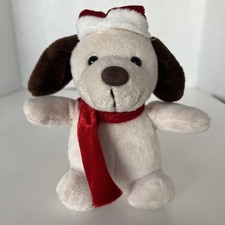Dan dee small Christmas dog plush stuffed animal in santa hat scarf