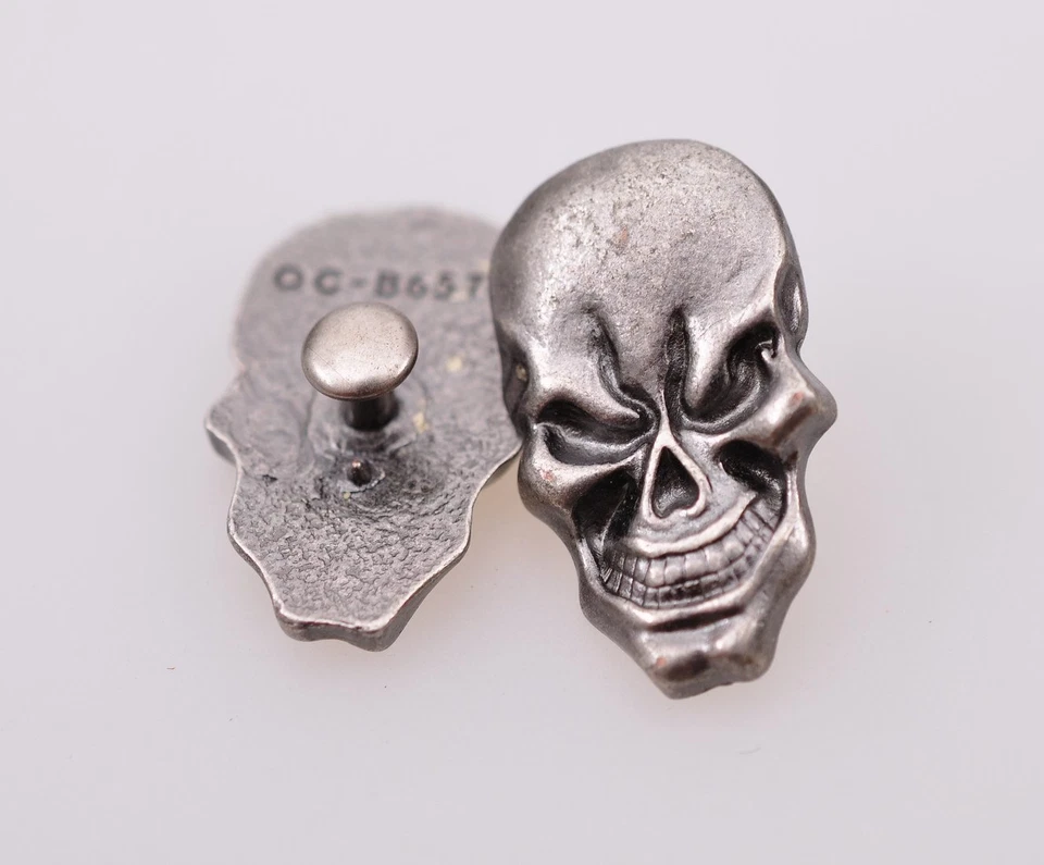 1.7X2.8CM 10pcs Rock Antique Silver Skull Studs Leathercraft Decor Saddle Concho - Image 3 of 4