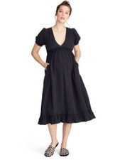 Hatch Maternity Women's The Amelia Dress Black Cotton Gauze 268 NEW