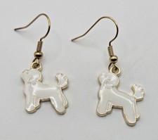 White Dog fishhook earrings