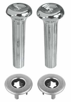 Ribbed Chrome Door Lock Knob Set For GM A-Body (1968-73 GTO, Chevelle, 442, Skylark) - RestoParts