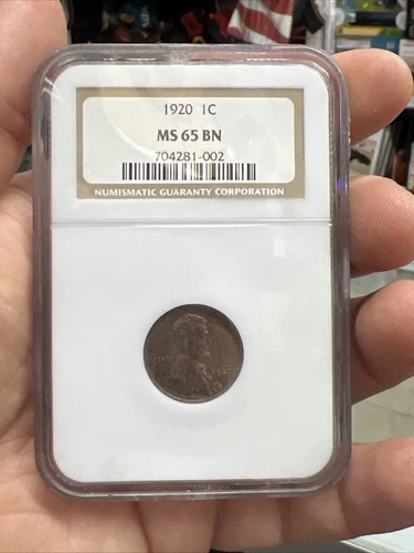 1920 P 1c NGC MS65 BN Lincoln Wheat Penny Cent Coin Brown *TONED*