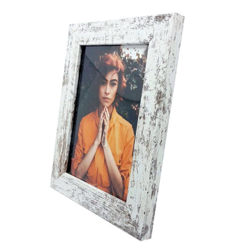 Shabby Vintage Bilderrahmen Kopenhagen 10x15-60x80 cm MDF Weiß-Braun glas/Plexi - Bild 2 von 6