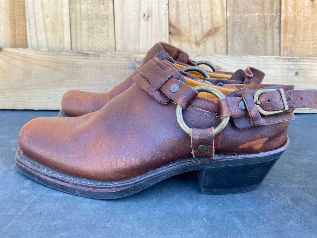 FRYE GREY BROWN DISTRESSED LEATHER LACE UP CASUAL WOODEN HEEL 7.5 DRESS SHOES Frye Boots 7.5 - Etsy main image 2