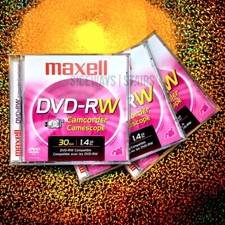 MAXELL MINI DVD-RW Camcorder Discs 3-PACK Rewritable MiniDVD re-recordable 1.4gb