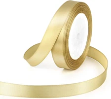 1 Roll Gold Double Faced Satin Ribbon 24 Yards Satin Fabric Silk Ribbon Use for