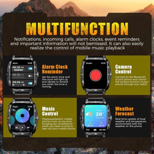 Military Smart Watch Men's (Call Receive/Dial) Rugged Tactical Fitness Tracker - Picture 17 of 22