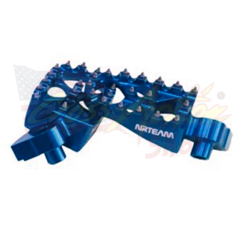 NRTEAM COPPIA PEDANE MAGGIORATE ALLUMINIO PEGS YAMAHA WRF 250 2007 2008 2009 BLU - Bild 1 von 1