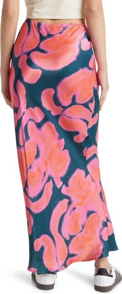 Topshop Falda Borrosa Amapola Satén Estampado Floral Midi Talla 2 Cintura Elástica Nueva Sin Etiquetas Foto 2 de 4