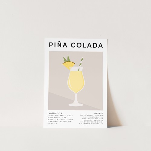 Pina Colada Estampado de Cóctel Cocina Pared Arte Bar Decoración Comedor Póster Regalo - Imagen 8 de 59