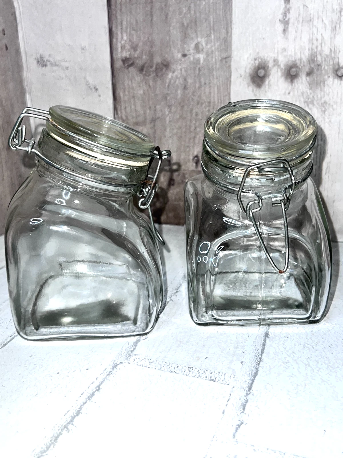 Vintage Set of 2 Storage Jars With Airtight Locking Lids