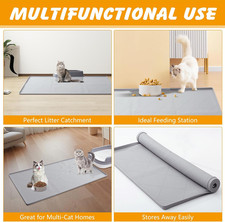 Large Cat Litter Mat 40X22 in Waterproof Silicone Gray Extra Large for Litter