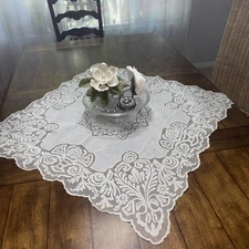 Vintage, Hand Appliqué In Madeira, White Doily /Furniture Scarf / Table runner