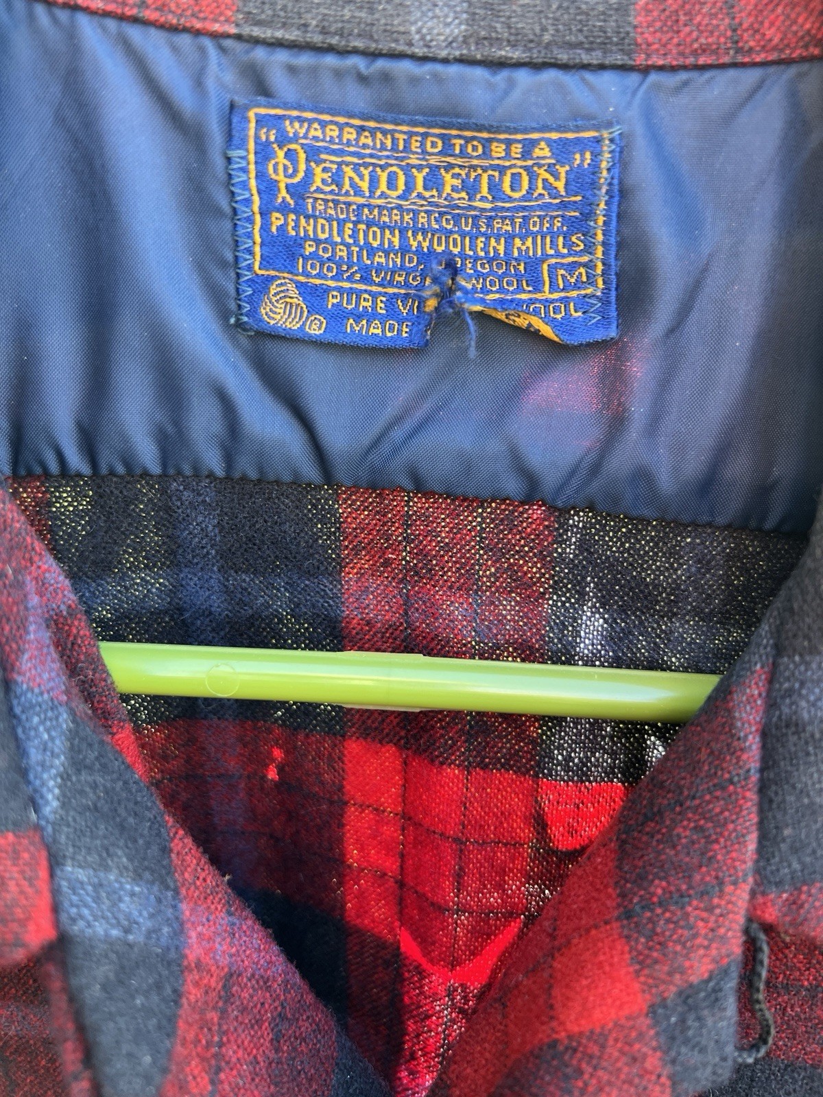 Pendleton vintage Button down  Red Plaid Wool Fla… - image 5