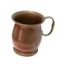 Vintage English Peerage Small Copper Tankard With Brass Handle 3 3/4 Inches Tall