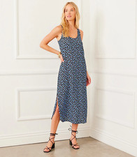 NEW KAREN KANE BLACK BLUE FLORAL VISCOSE MIDI DRESS SIZE XL $149