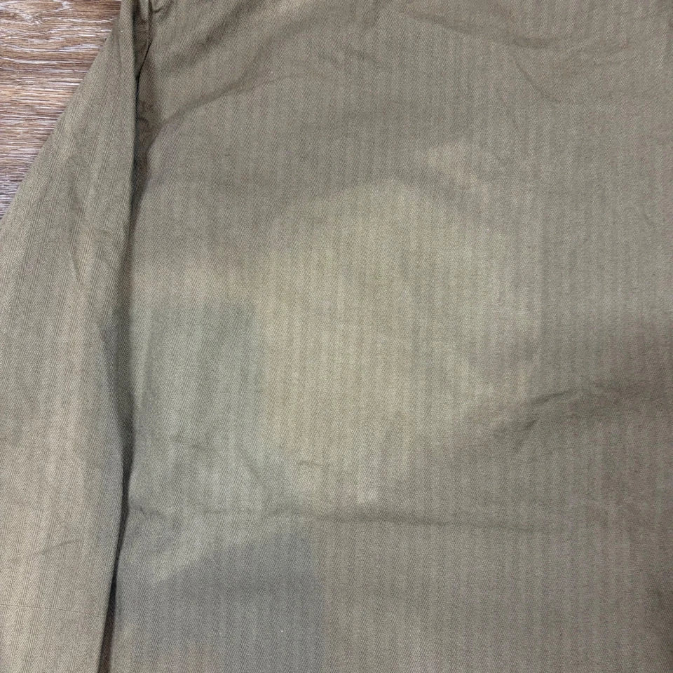 男式复古军事风格卡其色人字形套衫工作衬衫尺寸 L — 第 4/4 张图片