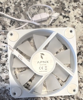 APNX 12V White Computer PC Case Cooling Fan with 4-Pin Power Connection