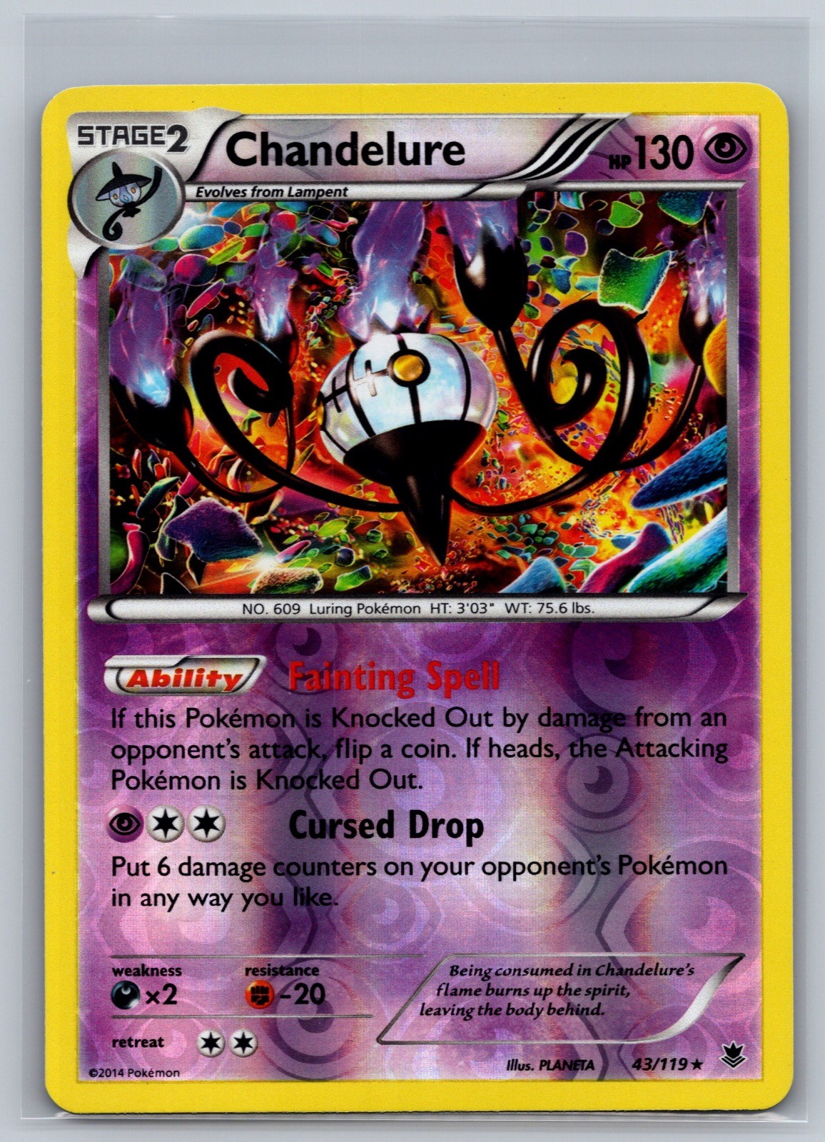 Chandelure 43/119 Rare Phantom Forces Pokemon Reverse Holo Near Mint