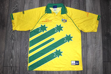 VINTAGE AUSTRALIAN 1999 CRICKET WORLD CUP SHORT SLEEVE ASICS EMIRATES SPONSOR XL