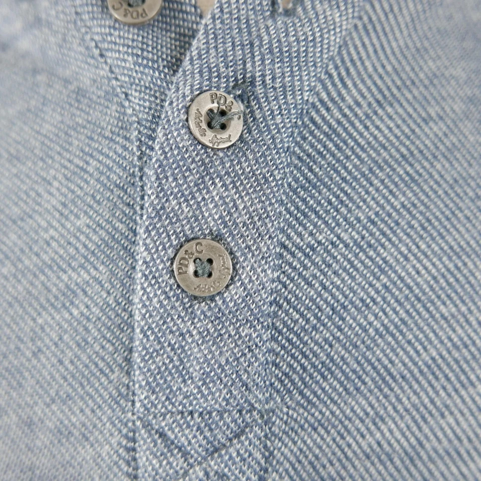 Suéter Henley PD&C Para Hombres Mezcla de Algodón Suave LS Azul Marino Finamente Punteado Talla XL Foto 4 de 4