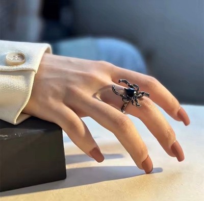 Black Spider Ring Gothic Adjustable Halloween Punk Jewelry