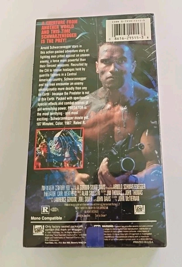 Predator VHS SEALED Watermarks Fox Arnold Schwarzenegger VTG  - Image 2 of 4