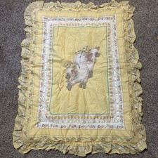 Vtg Classic Yellow Unisex Chick Sheep Nursery Set Red Calliope Comforter 3 Pc