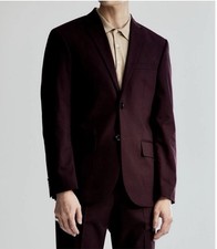 H M Men 36R Burgundy Skinny Fit Stretch Jacket Blazer Office Dressy Wedding Work